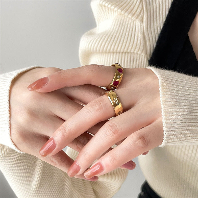 Hexamang Star Geometric Diamond Zircon Ring