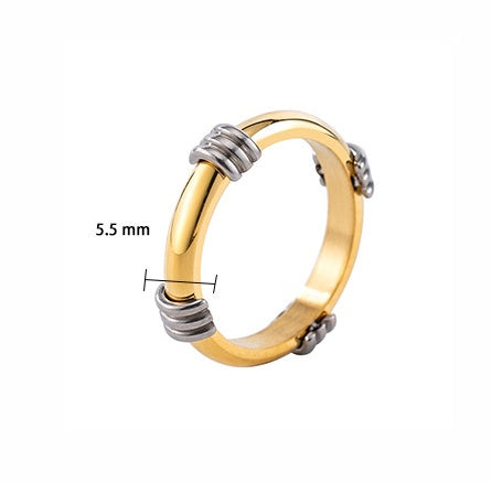 Hip-hop Fashion All-match Titanium Steel Stitching Gold-plated Ring