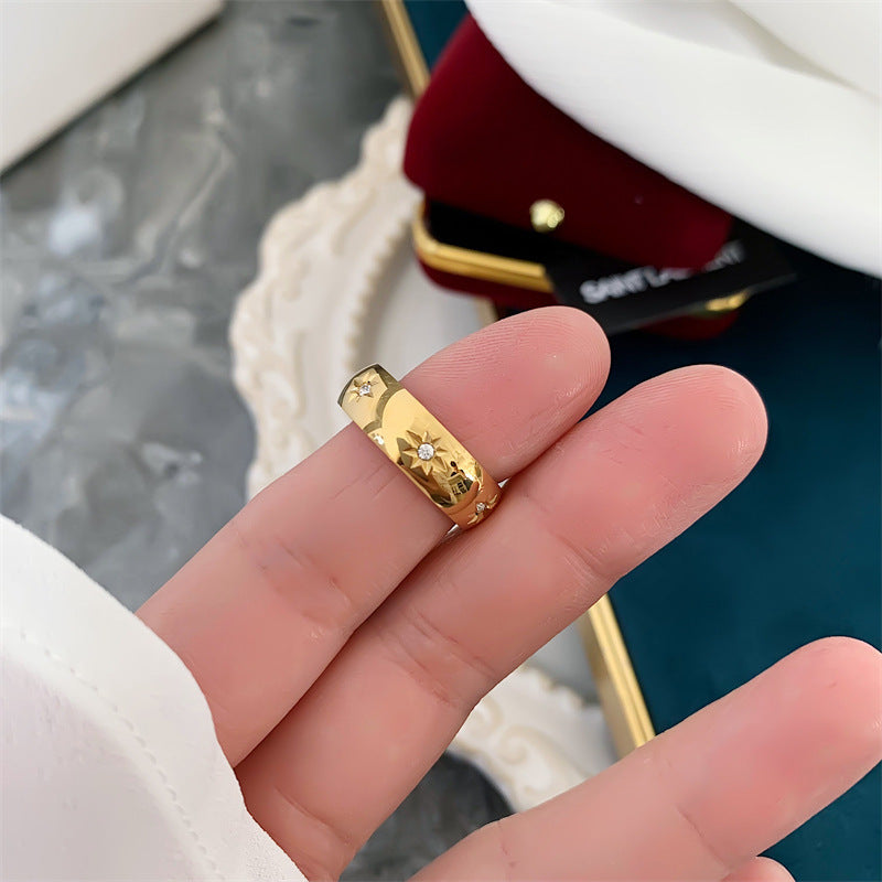 Hexamang Star Geometric Diamond Zircon Ring