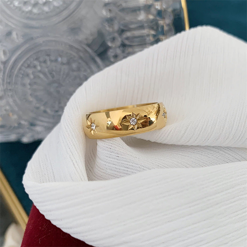 Hexamang Star Geometric Diamond Zircon Ring