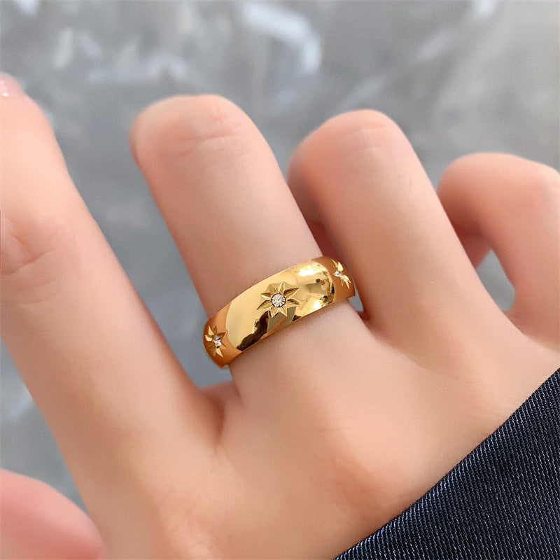 Hexamang Star Geometric Diamond Zircon Ring