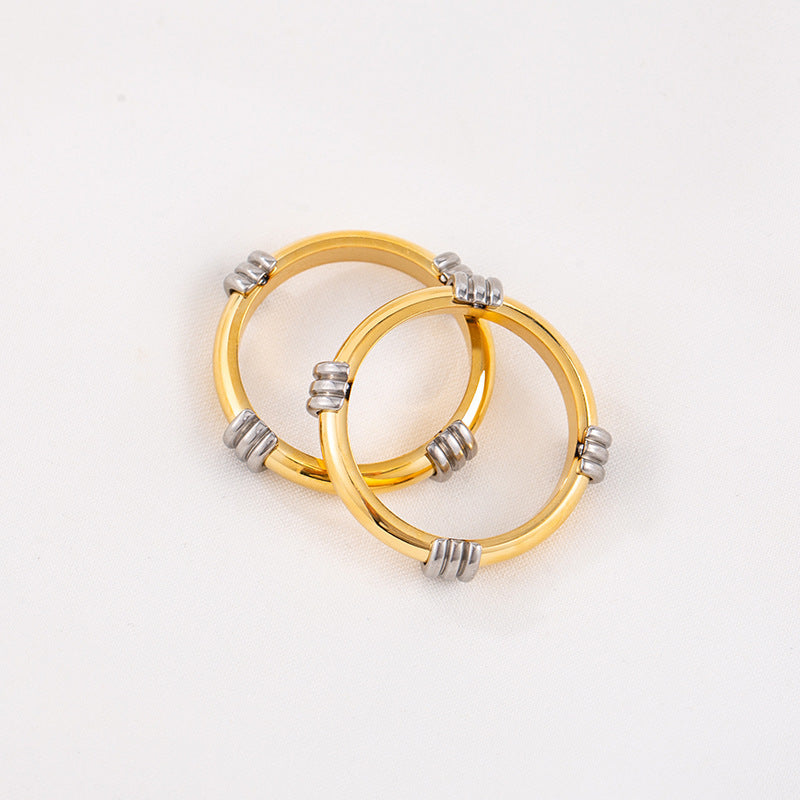 Hip-hop Fashion All-match Titanium Steel Stitching Gold-plated Ring